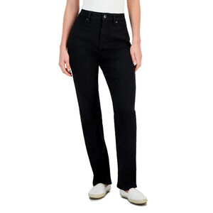 Style & Co Women's 6 Short / Petite Black High-Rise Straight-Leg Jeans NWT